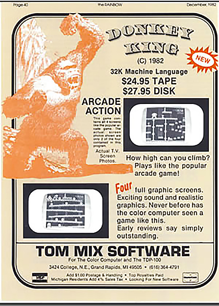 Donkey King Tom Mix Software Tandy COCO Color Computer